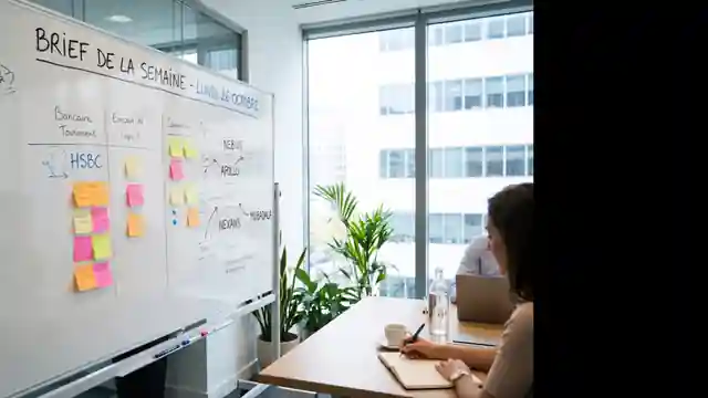 Réunion d’investissement autour d’un tableau présentant les principaux dossiers infrastructure de la semaine.